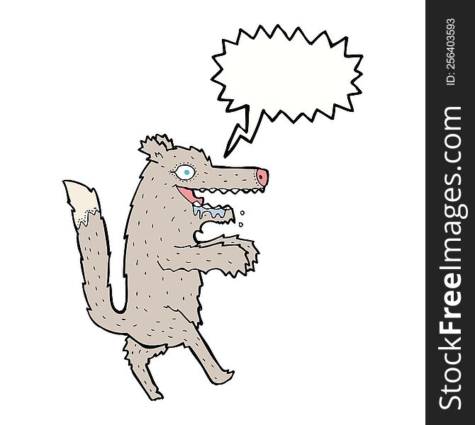 Cartoon Big Bad Wolf With Speech Bubble