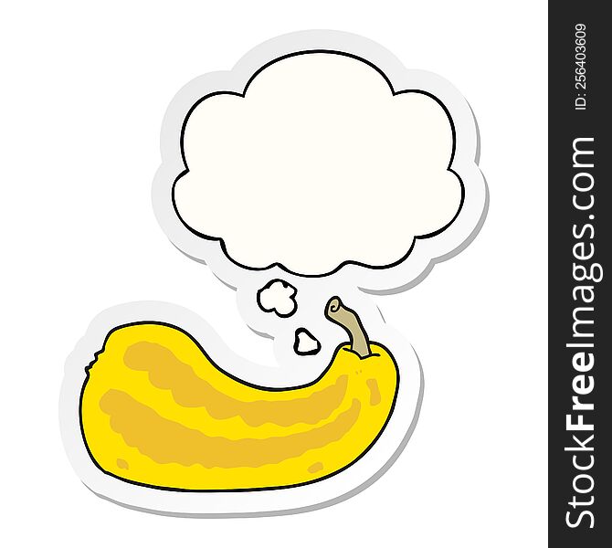 cartoon squash with thought bubble as a printed sticker