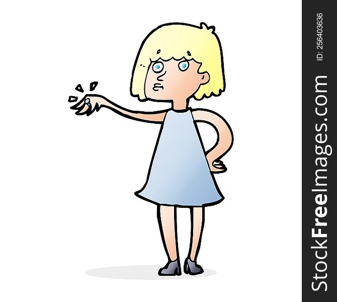 cartoon woman showing off engagement ring