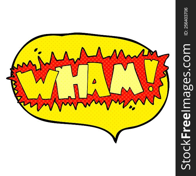 freehand drawn comic book speech bubble cartoon wham! symbol
