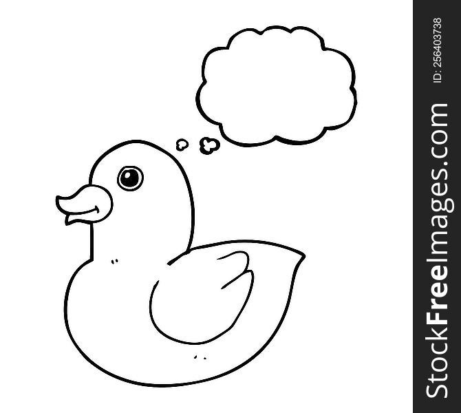 freehand drawn thought bubble cartoon rubber duck