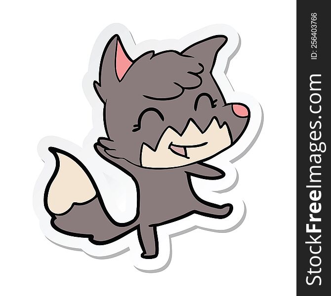 Sticker Of A Happy Cartoon Fox