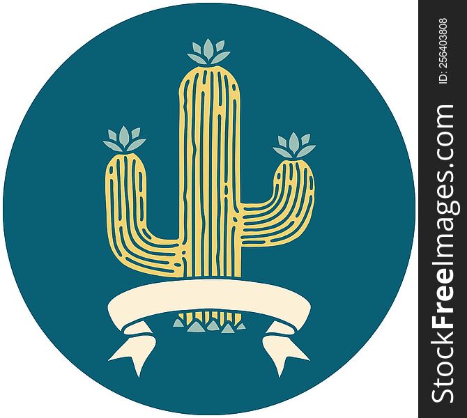 Icon With Banner Of A Cactus
