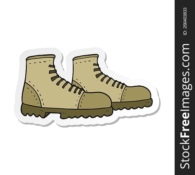 sticker of a cartoon walking boots