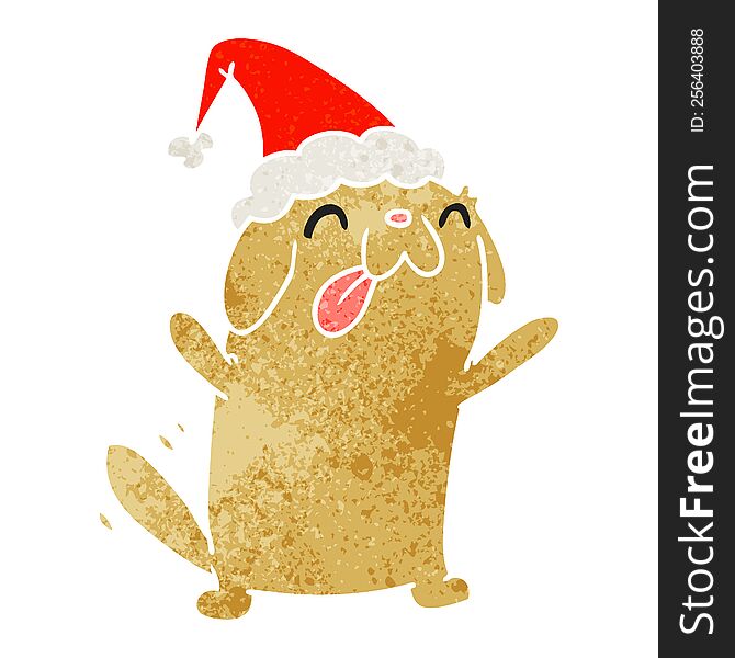 Christmas Retro Cartoon Of Kawaii Dog
