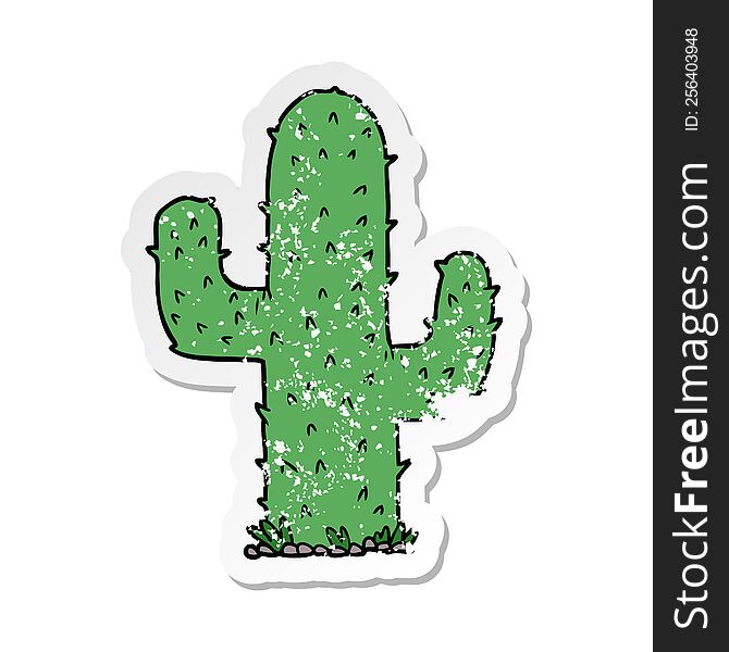 distressed sticker of a cartoon cactus