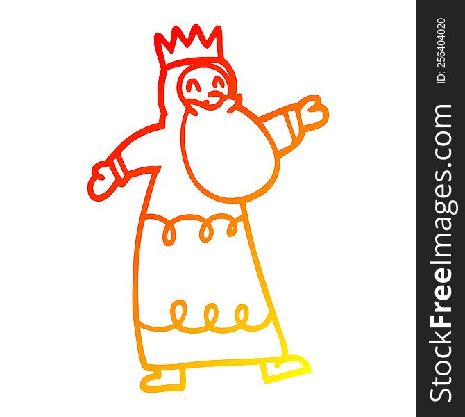 warm gradient line drawing of a cartoon wise king