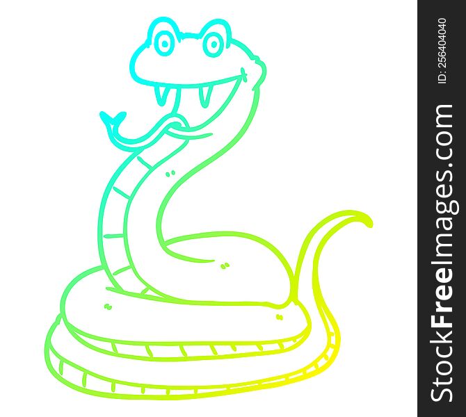 Cold Gradient Line Drawing Cartoon Happy Snake
