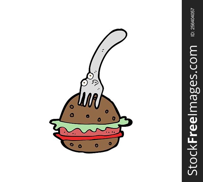 cartoon fork and burger