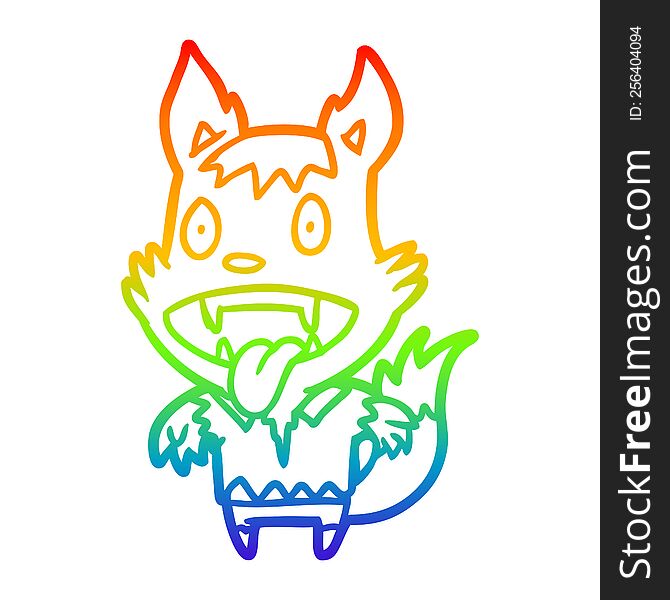 Rainbow Gradient Line Drawing Halloween Werewolf