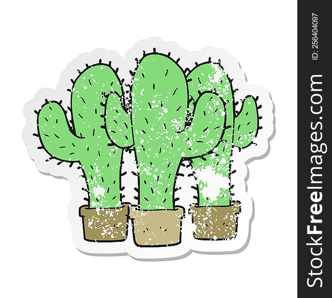 retro distressed sticker of a cartoon cactus