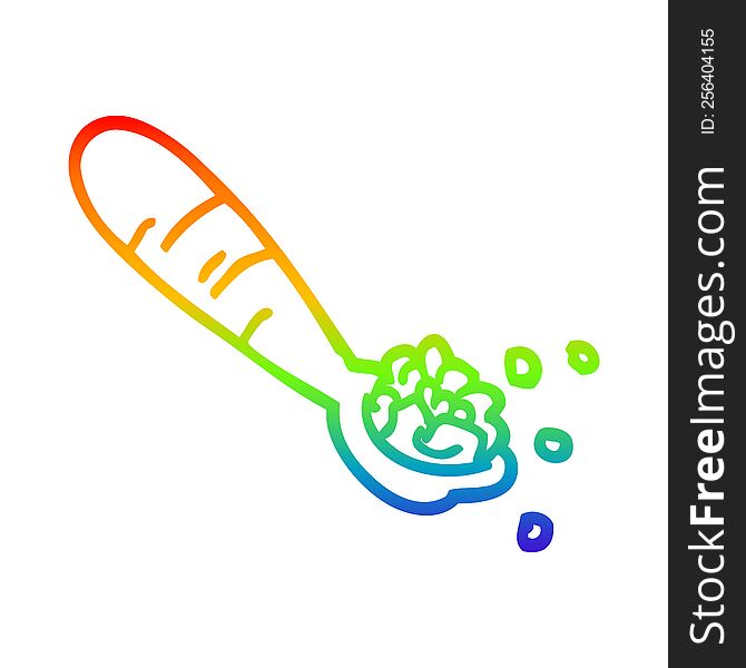 rainbow gradient line drawing of a cartoon spoon of mash potato