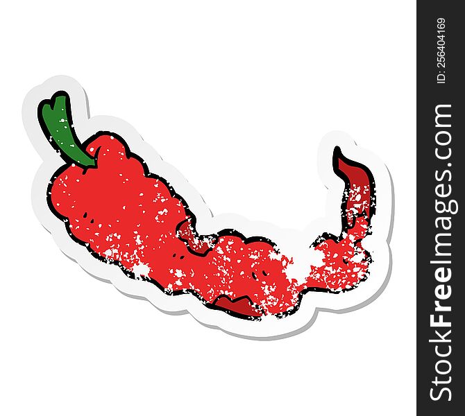 distressed sticker of a cartoon chili pepper
