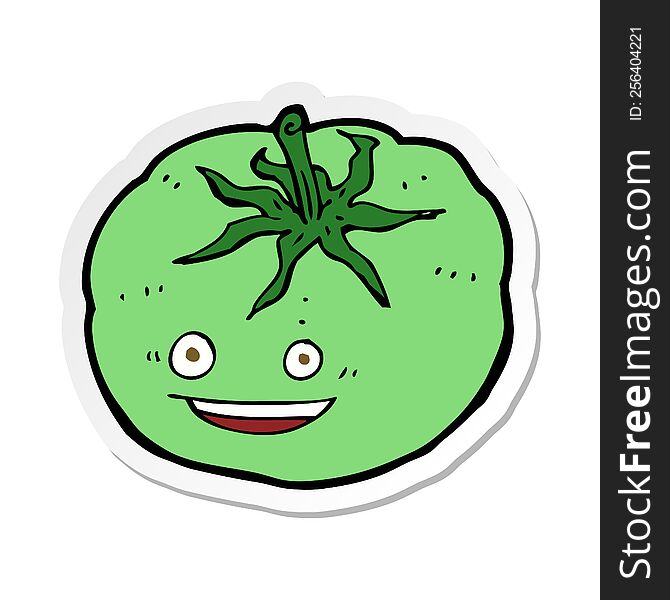 Sticker Of A Cartoon Green Tomato