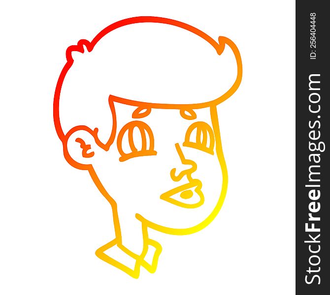 Warm Gradient Line Drawing Cartoon Boy Face