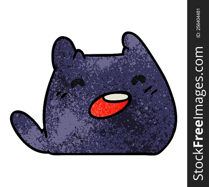 textured cartoon illustration of a kawaii cat. textured cartoon illustration of a kawaii cat