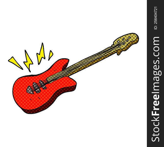 freehand drawn cartoon electric guitar