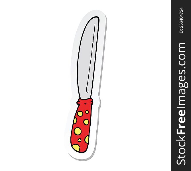 Sticker Of A Cartoon Knife