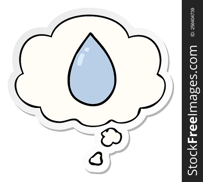 Cartoon Water Droplet And Thought Bubble As A Printed Sticker