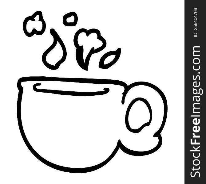 line drawing cartoon steaming cup