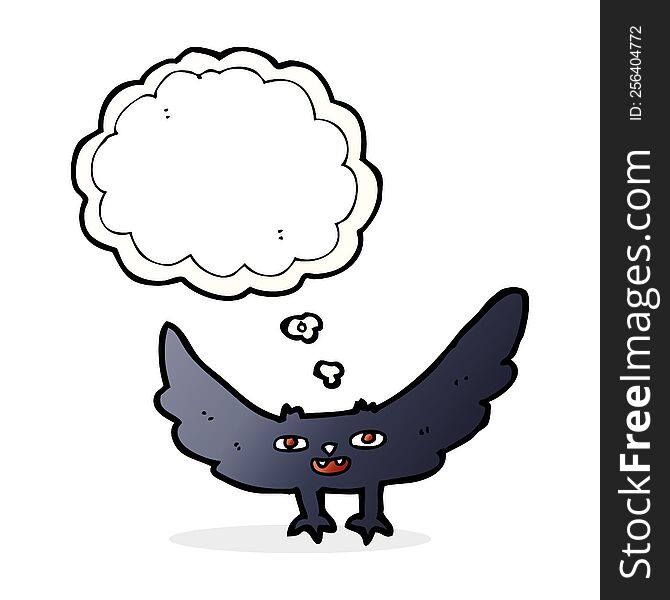 Cartoon Spooky Vampire Bat With Thought Bubble
