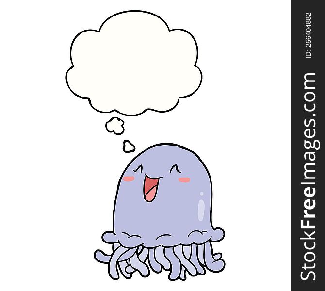 cartoon jellyfish with thought bubble. cartoon jellyfish with thought bubble