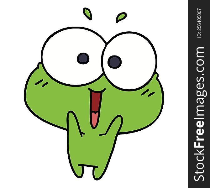 cartoon illustration kawaii excited cute frog. cartoon illustration kawaii excited cute frog