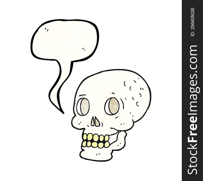 Speech Bubble Textured Cartoon Halloween Skull