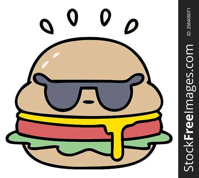 a tasty burger wearing sunglasses