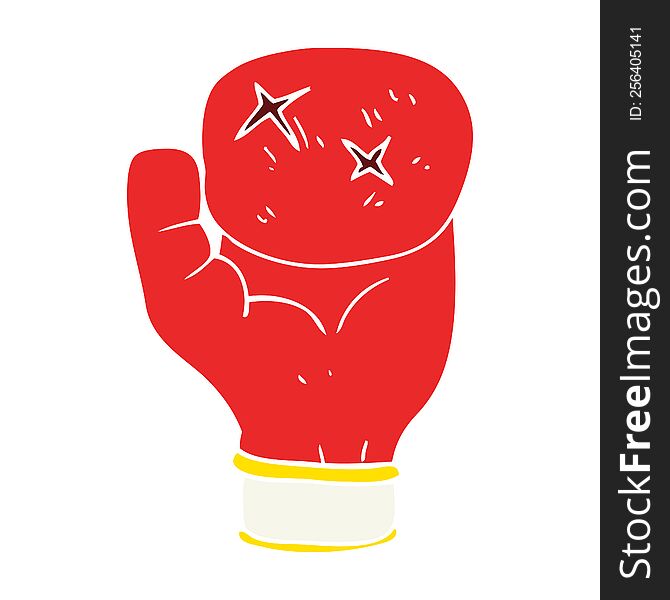 Flat Color Illustration Of A Cartoon Boxing Glove