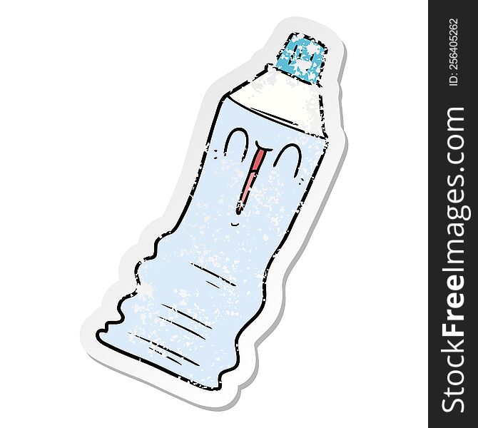 distressed sticker of a cartoon toothpaste tube