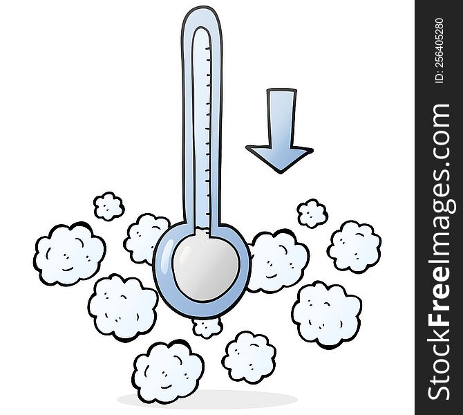 freehand drawn cartoon dropping temperature