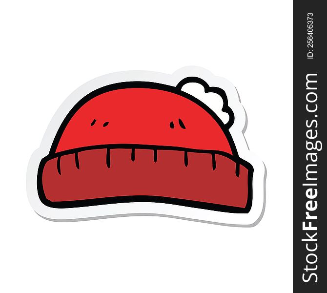 Sticker Of A Cartoon Woolly Hat