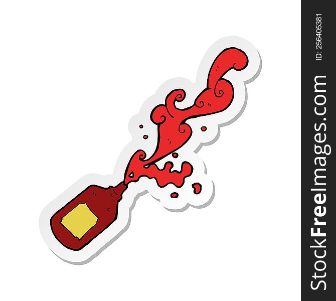 sticker of a cartoon squirting ketchup