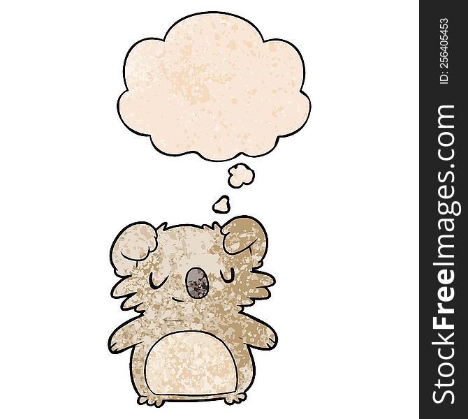 cartoon koala with thought bubble in grunge texture style. cartoon koala with thought bubble in grunge texture style