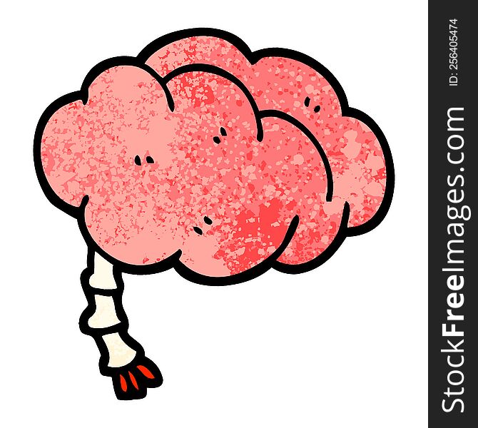Grunge Textured Illustration Cartoon Brain