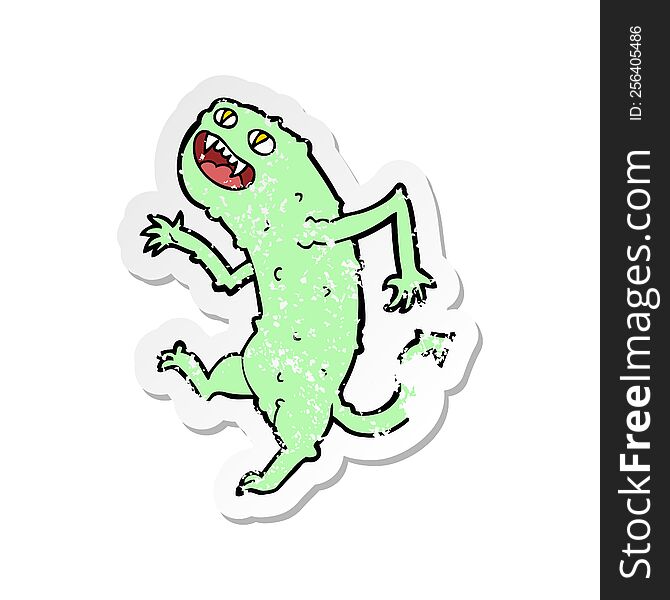 Retro Distressed Sticker Of A Cartoon Monster