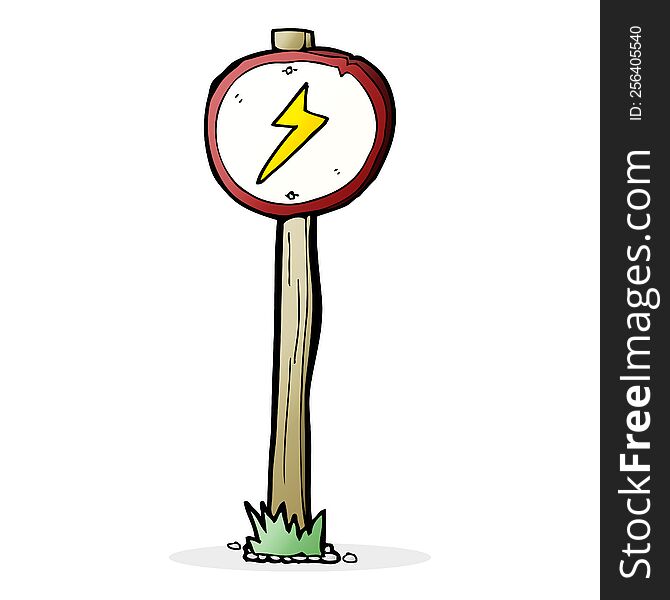 cartoon electrical warning sign