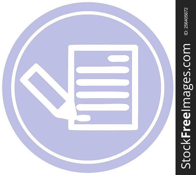 Document And Pencil Circular Icon