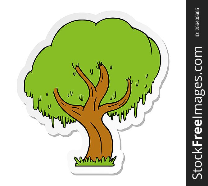 Sticker Cartoon Doodle Of A Green Tree