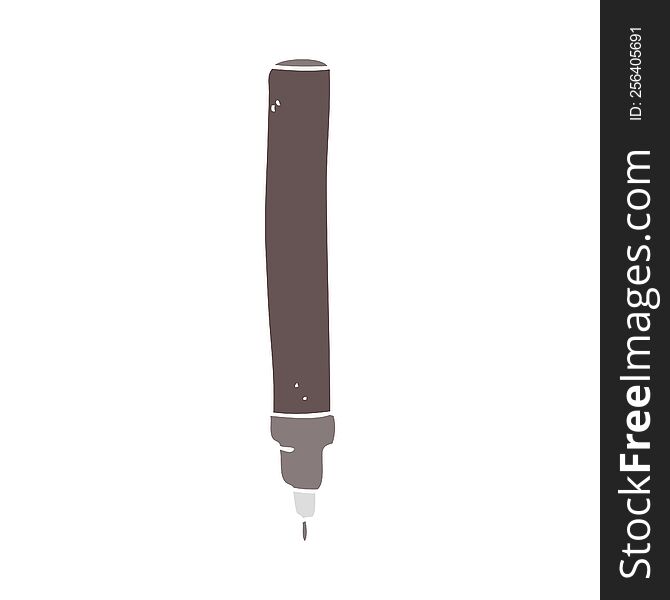 Flat Color Illustration Of A Cartoon Fineliner Pen