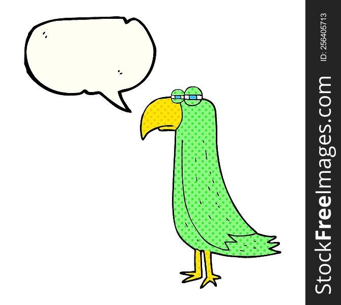 freehand drawn comic book speech bubble cartoon parrot