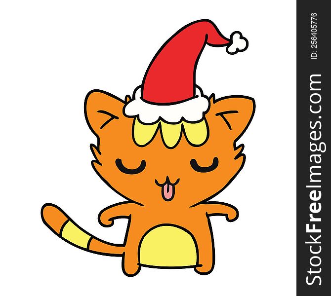 christmas cartoon of kawaii cat