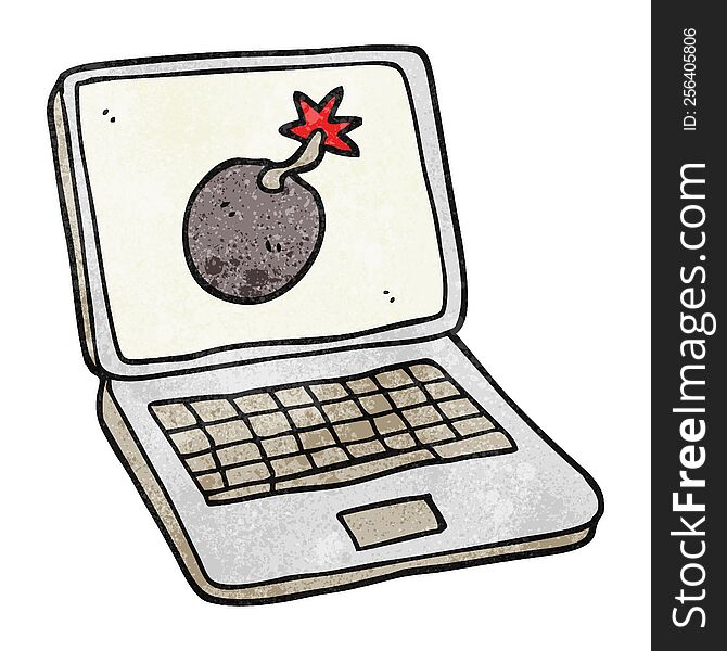 textured cartoon laptop computer with error screen