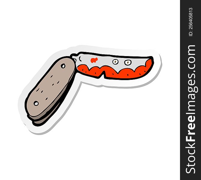 Sticker Of A Cartoon Bloody Folding Knife
