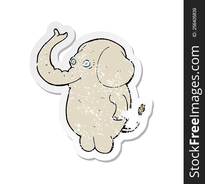 retro distressed sticker of a cartoon funny elephant