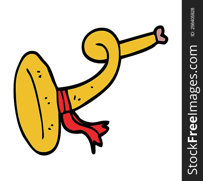 Cartoon Doodle Curled Horn Instrument