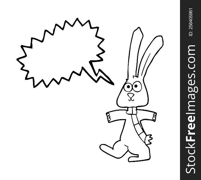 freehand drawn speech bubble cartoon rabbit