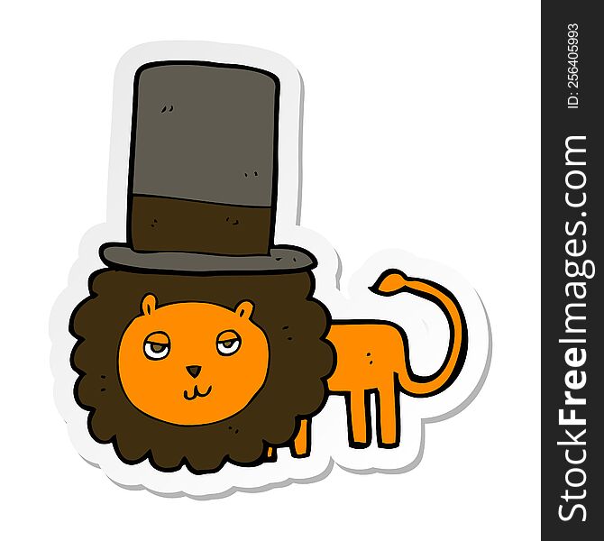 Sticker Of A Cartoon Lion In Top Hat
