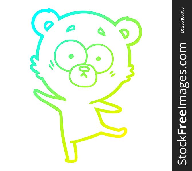 Cold Gradient Line Drawing Worried Bear Cartoon